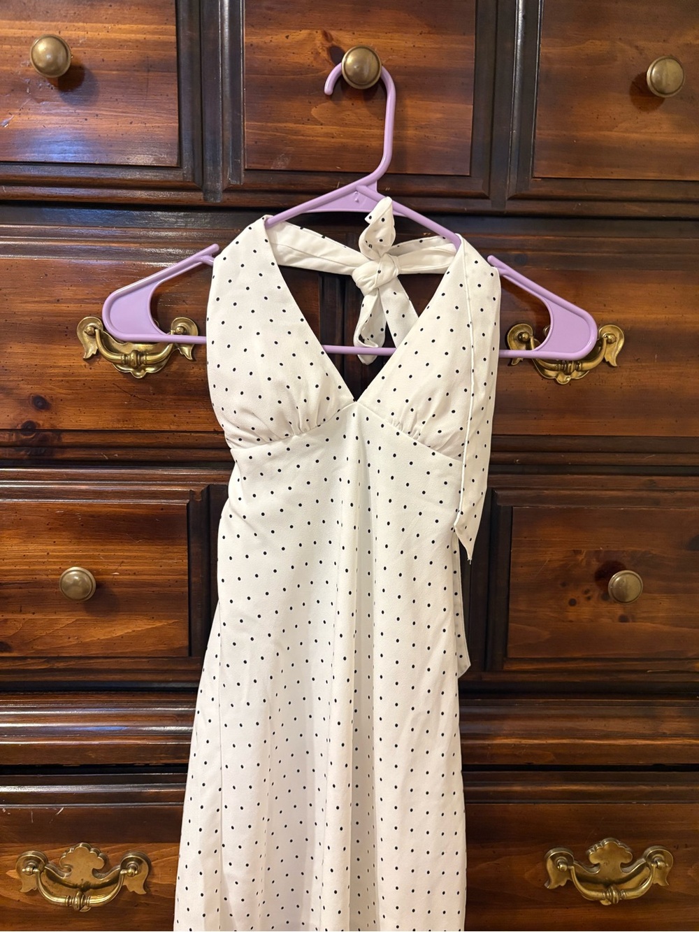 Hollister White Mini Dress with Black Polka Dots